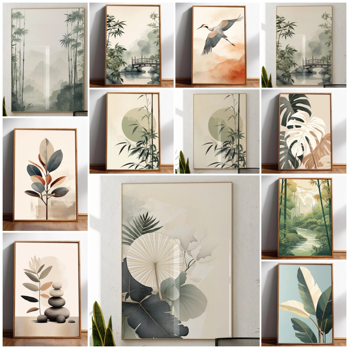 Japanese Zen Lifestyle - Arte de parede Japandi Minimal Botanical
