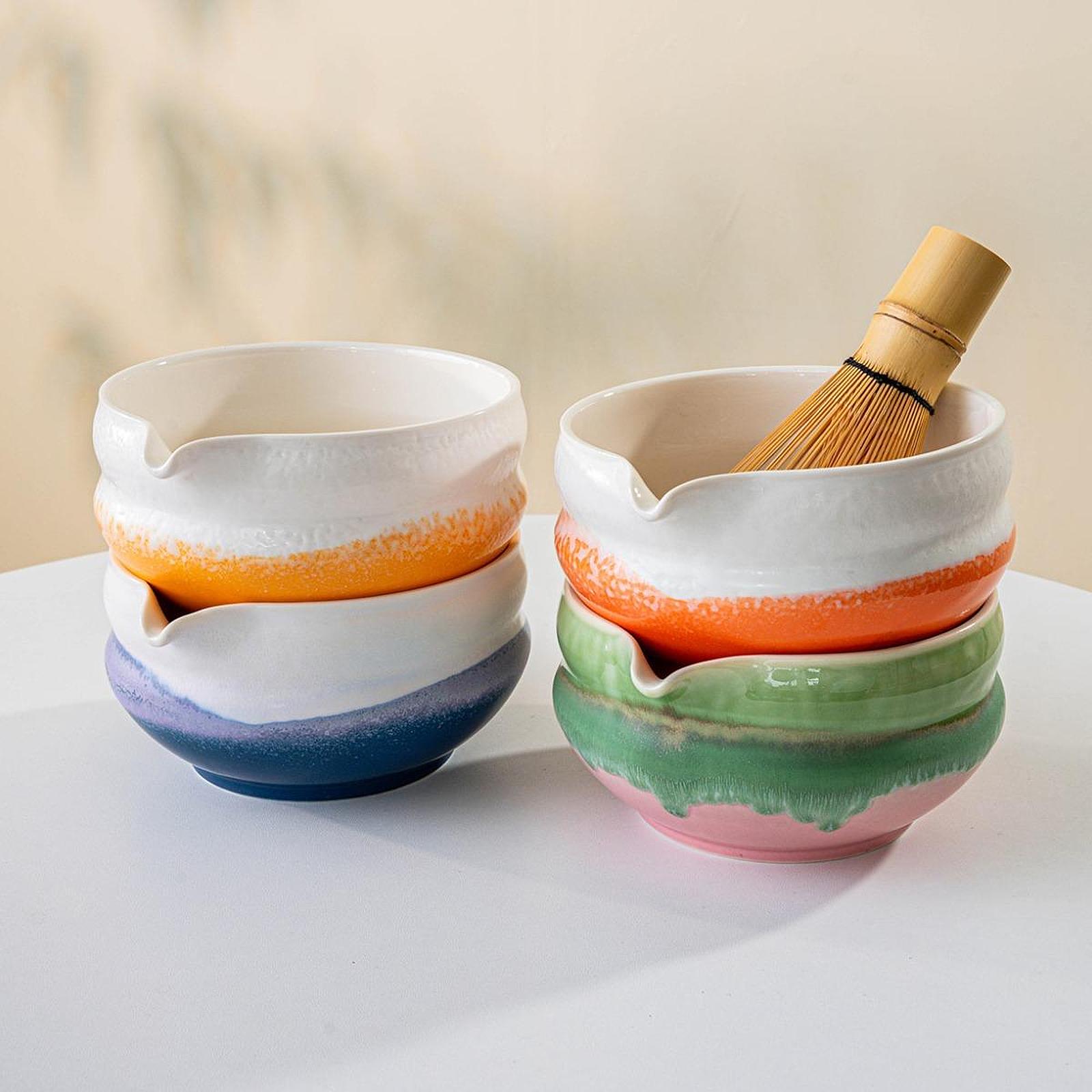 Matcha Bowl Chawan - Tigela de cerâmica matcha com bico,