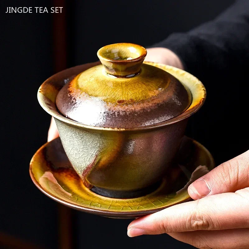Matcha Bowl Chawan - Forno de madeira mudou cerâmica gaiwan