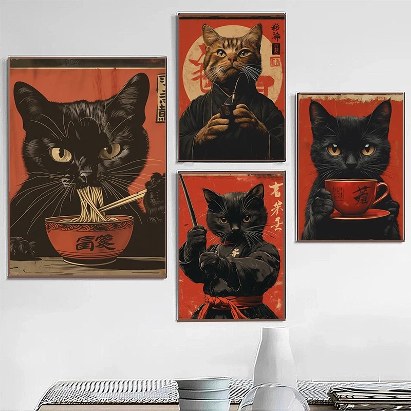 Lifestyle Of Japanese - Japonês estilo edo gato preto comendo