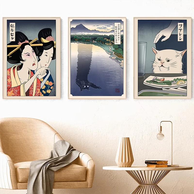 Japanese Lifestyle At Home - Japonês ukiyoe estilo cartaz impressão mulher