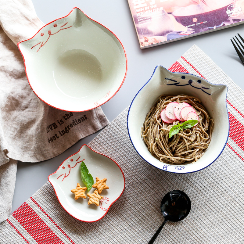 Matcha Bowl Chawan - Gato dos desenhos animados Tigela De