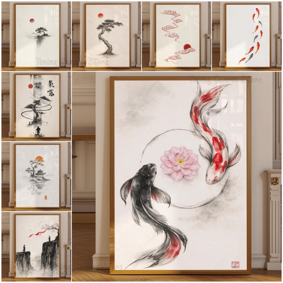 Japanese Zen Lifestyle - Pôster de Paisagem em Tinta Japonesa,