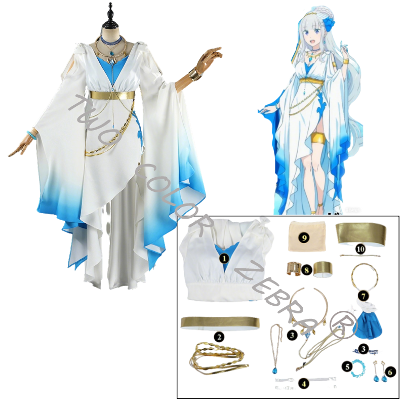 Fantasia de Cosplay Emilia de  - Lifestyle Of Japanese avaliação e preço
