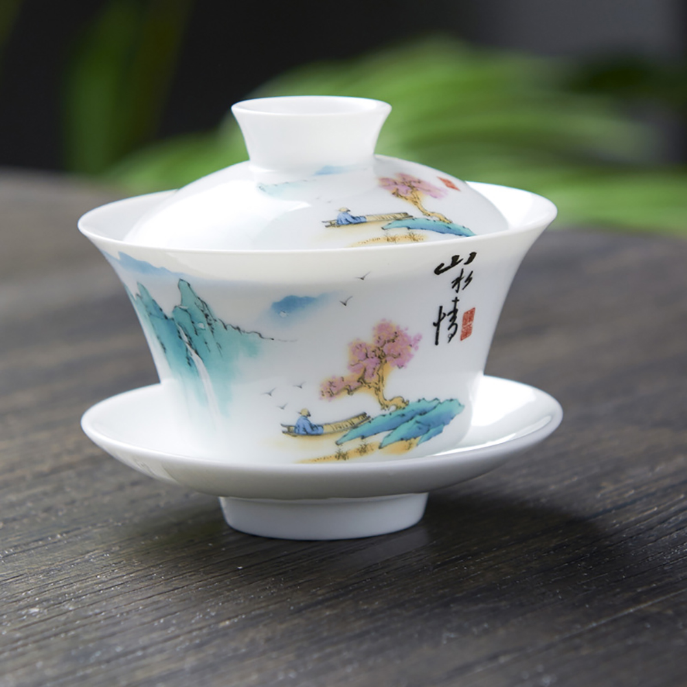 Mão desenhada branco china gai - Matcha Bowl Chawan avaliação e preço
