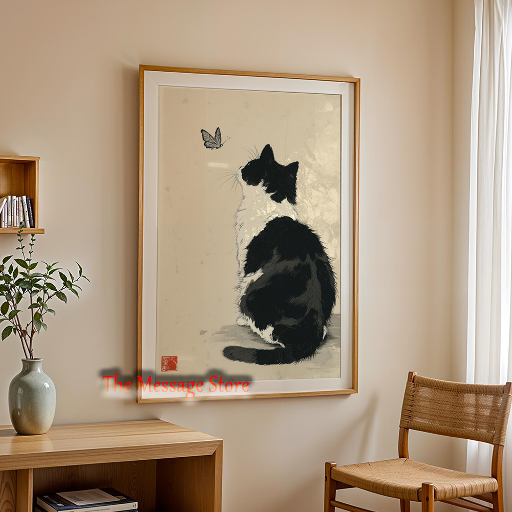 Pôster de Gato Preto Minimalis - Japanese Zen Lifestyle avaliação e preço